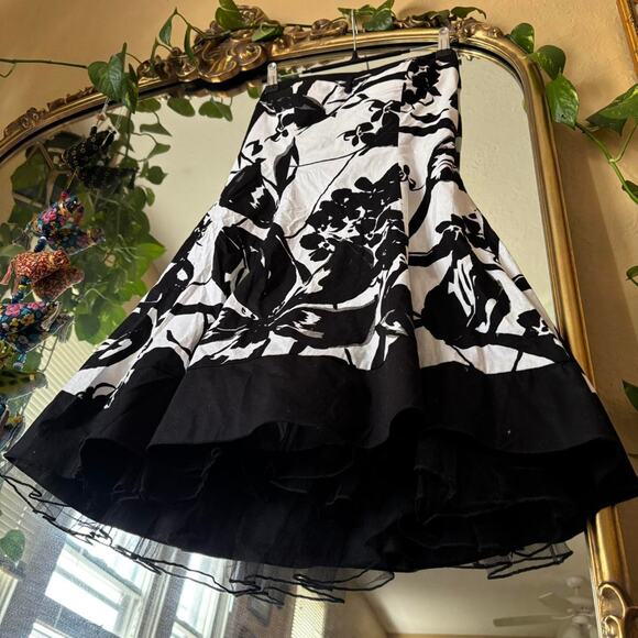 Vintage Speechless Y2K Strapless Black White Floral Dress 3 - Picture 7 of 8